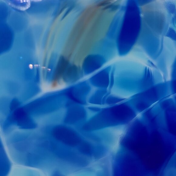 FINAL CLEARANCE Art Glass Blue Shades Confetti Bud Vase Bulbous Teardrop 6" High - Picture 10 of 12